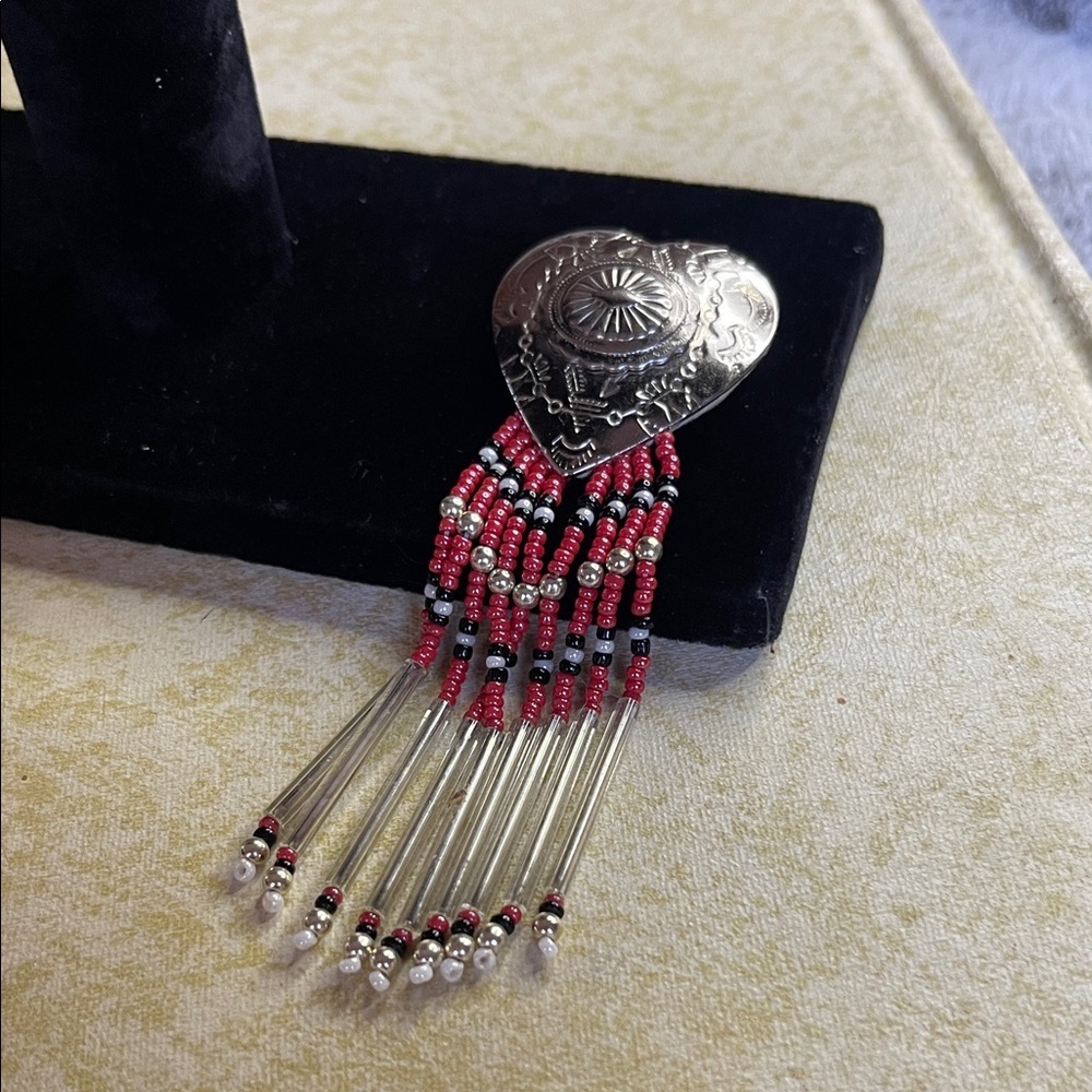 Silver and Red Heart Pendant Necklace